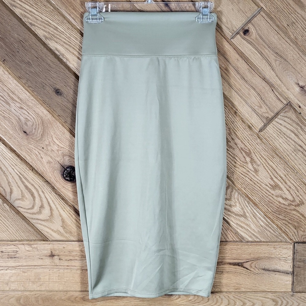 Derek Heart Pencil Skirt Womens Size M Tan/Sand High Waist Midi Back Slit